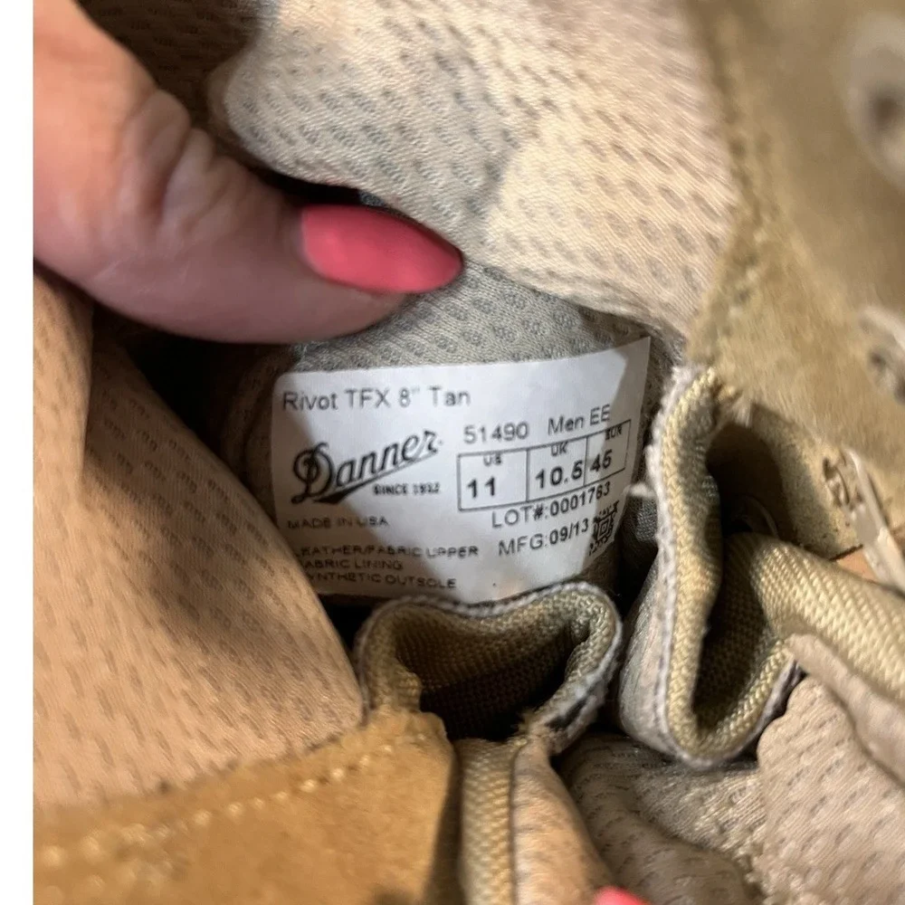 Danner Rivot TFX Tan Military Boots Size 11 EE Wide Width Tan 8